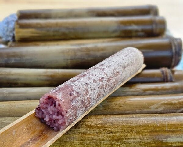 Sticky rice cooked in bamboo tube