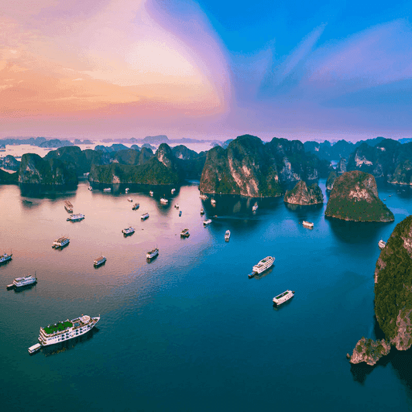 Halong Bay in spring is warm and brilliant