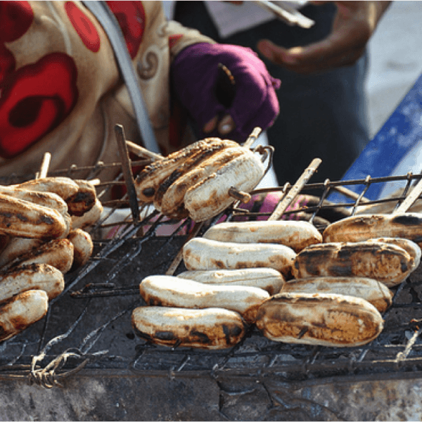 Taste the grilled bananas