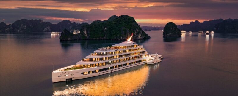 Enjoy the scenery of Ha Long Bay after sunset and relax on the cruise ship.