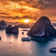 HaLong Bay sunset has a stunning view.  