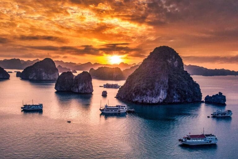 HaLong Bay sunset has a stunning view.  