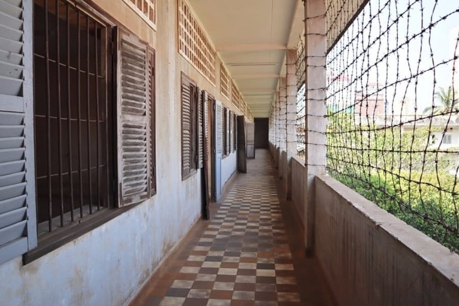 The chilling corridor of the Tuol Sleng Genocide Museum