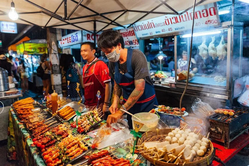 Explore the food court at Chiang Mai Night Bazaar