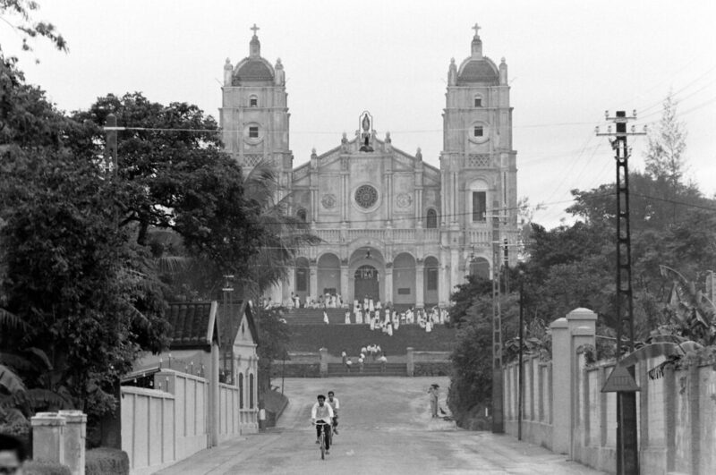 Phu Cam Cathedral in 1961 with local worshippers attending mass