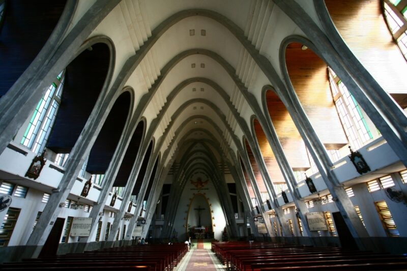 The church's interior dome is specially designed to withstand pressures and produce excellent reverberation