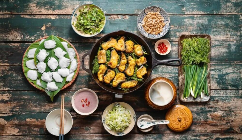 Savor local flavors with bun cha or cha ca at a cozy Hanoi eatery.